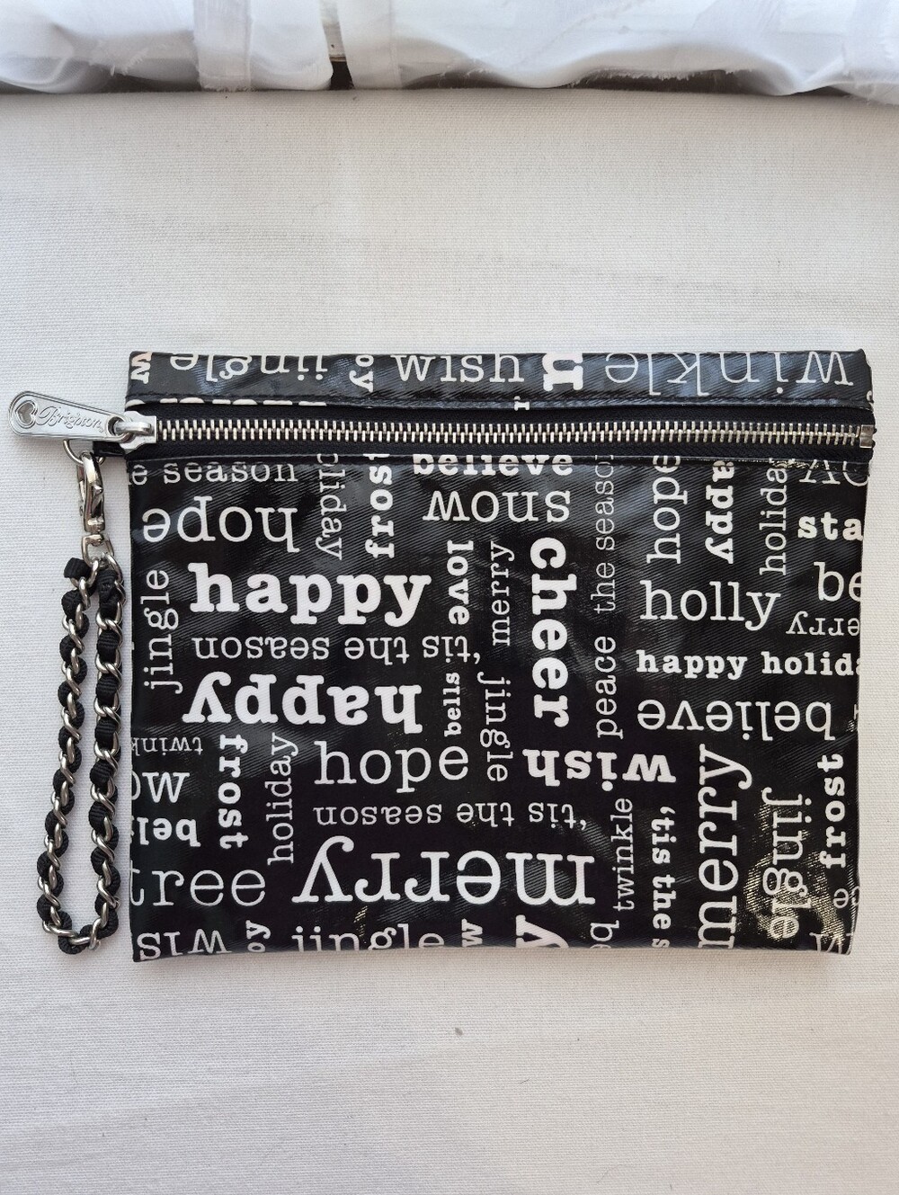 Brighton Holiday Typography Print Wristlet Pouch